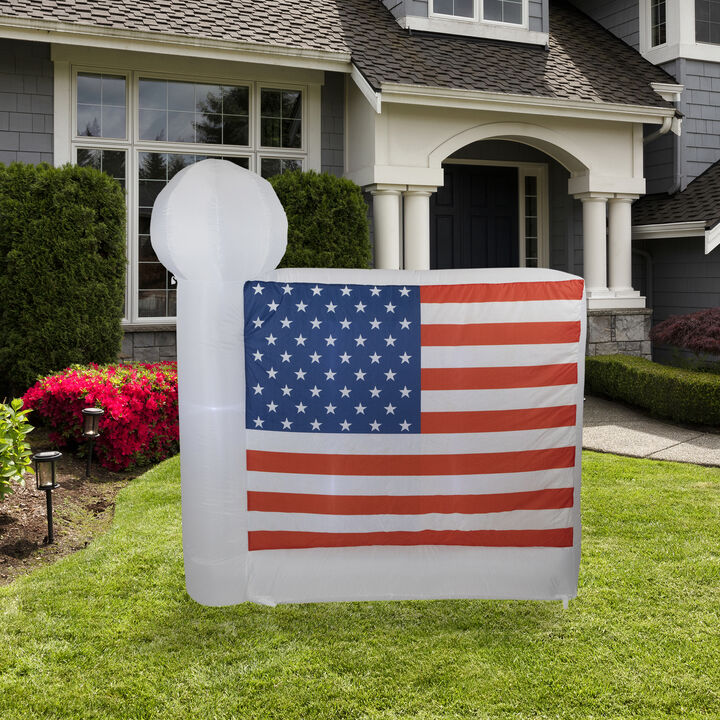 6' Inflatable Fourth of July Lighted American Flag Yard Art Decoration