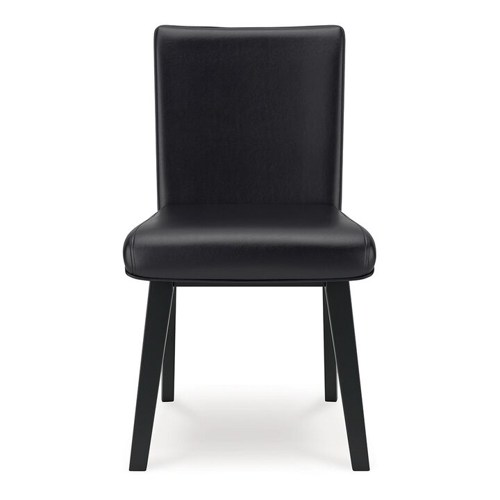Taya Dining Side Chair Set of 2, Black Faux Leather Cushioned Seat - Benzara