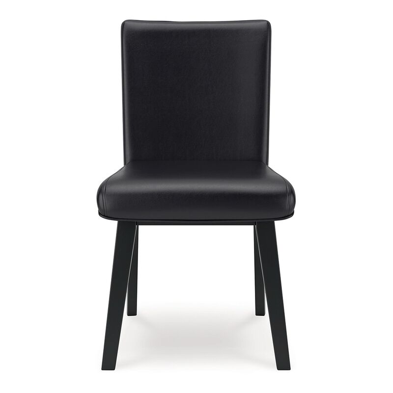 Taya Dining Side Chair Set of 2, Black Faux Leather Cushioned Seat - Benzara