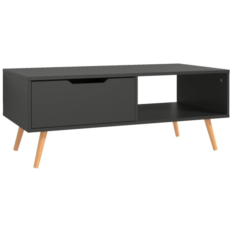 vidaXL Gray Coffee Table - 39.4"x19.5"x16.9" - Engineered Wood, MDF- Scandinavian Style, Rectangular, Functional Living Room Furniture, Assembly Required