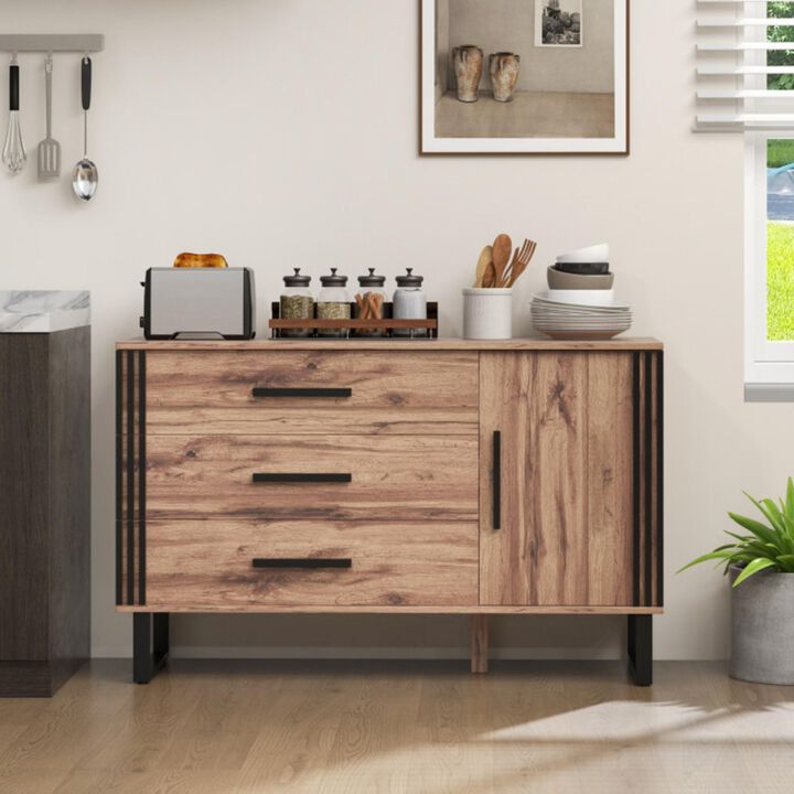 Hivvago Sideboard Buffet Cabinet Credenza Storage Cabinet with 3 Drawers