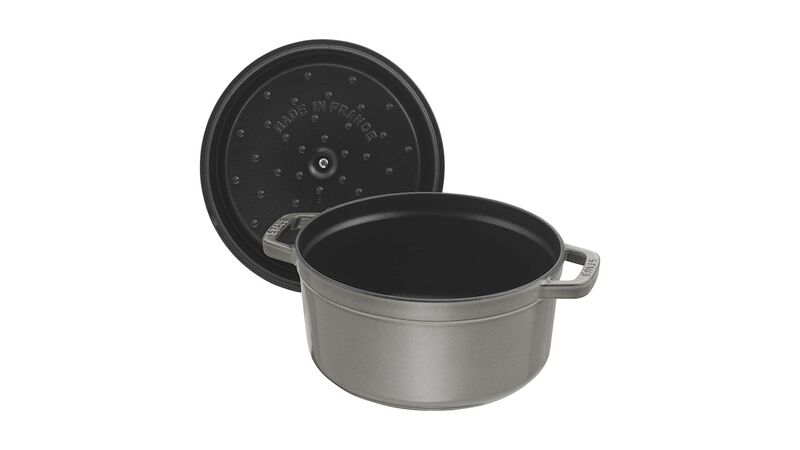 Staub Cast Iron Round Cocotte, Dutch Oven, 13.25-quart, serves 12+, Made in France, Matte Black