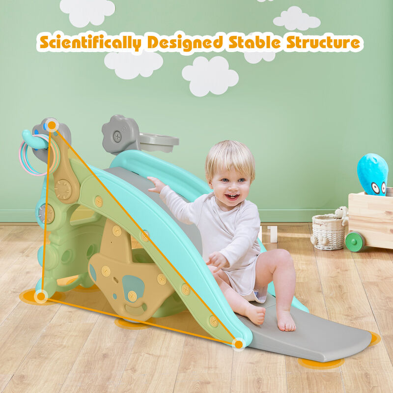 4-in-1 Rocking Horse and Slide Set for Kids-Blue