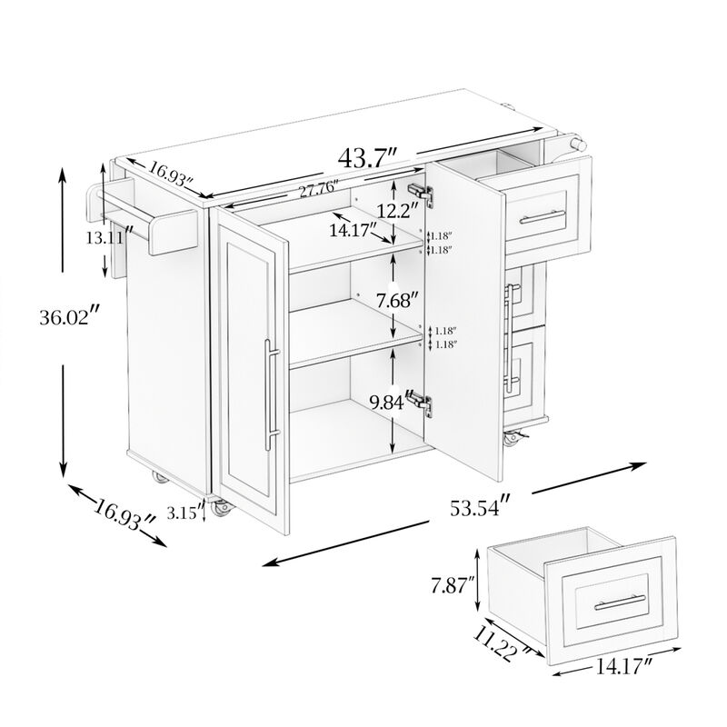 Streamdale Multifunctional Kitchen Island with Ample Storage