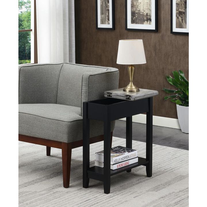 Convenience Concepts American Heritage Flip Top End Table, Faux Birch/Black