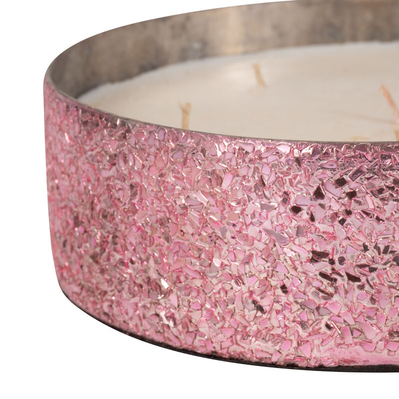 8" Pink Glass Bowl Candle, 49oz