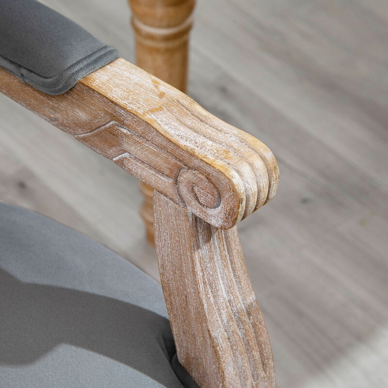 Classic Wood Grain Round Back Seat with Metal Rivets and Carved Pattern Design