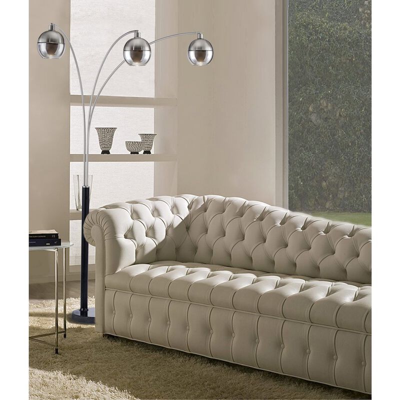 NOVA OF CALIFORNIA Orson 3 Light Arc Floor Lamp - 84″, Matte Black, Brushed Nickel