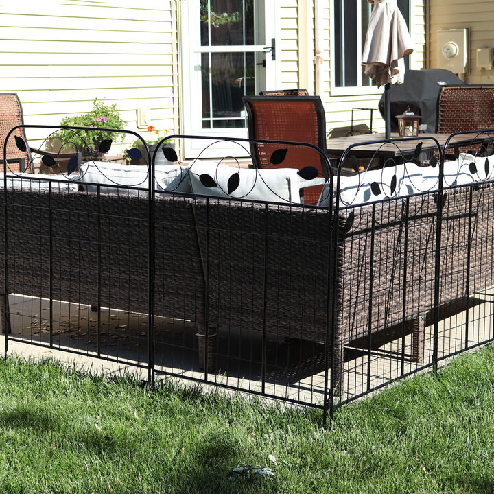 Sunnydaze 4-Piece Romantic Vine Steel Garden Border Fencing - 10 ft - Black