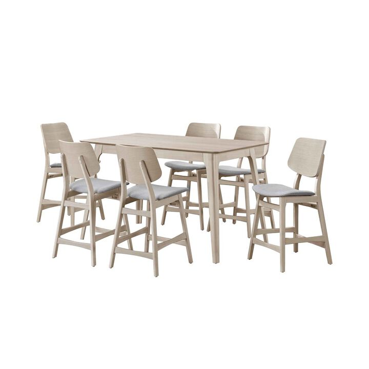 New Classic Furniture Oscar 7-piece Wood Counter Dining Set in White Ash