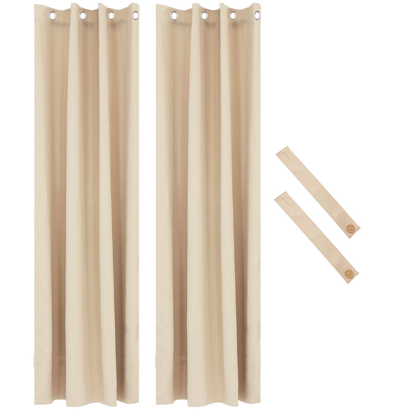 Sunnydaze Room Darkening Curtain Panel - Beige - 52 in x 108 in - Set of 2