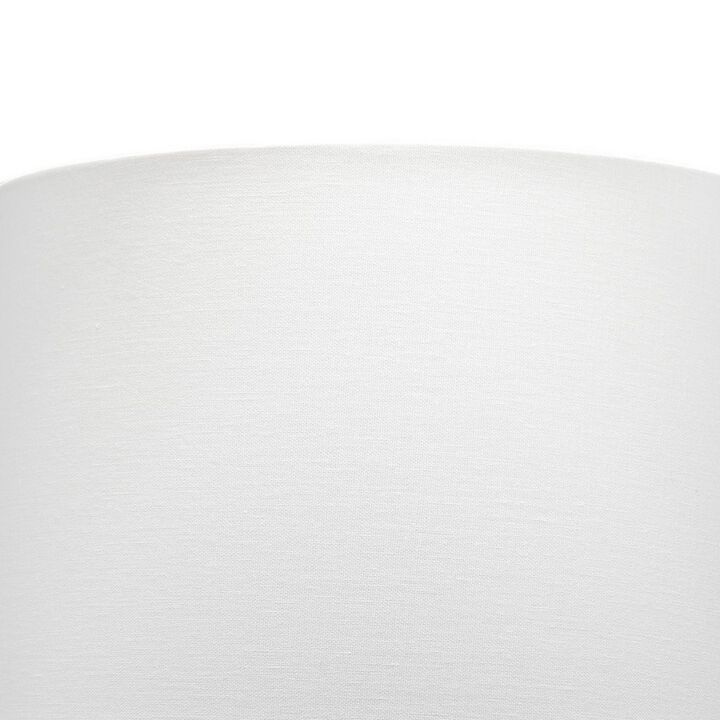 Table Lamp with Drum Shade and Seagrass Base, White and Brown-Benzara