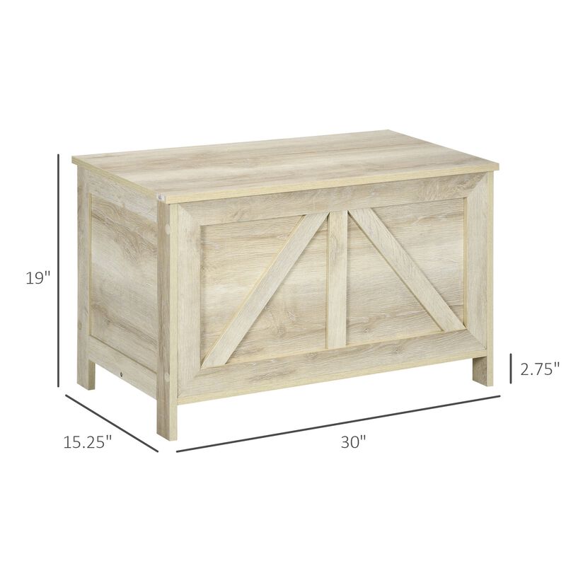 White Farmhouse Organizer: 30" Lift Top Storage Chest with Safety Hinge