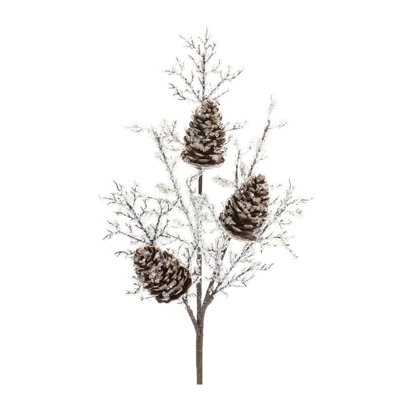 2-Piece Iced Pinecone Twig Branch Set for Christmas and Seasonal Arrangements