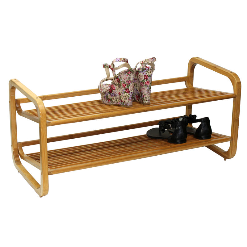 Oceanstar  2 Tier Bamboo Shoe Rack, Rounded