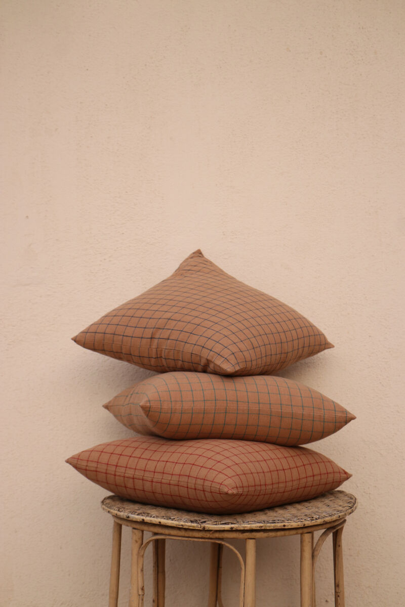 Modern Simplicity Brown cotton pin-Striped lumbar pillow