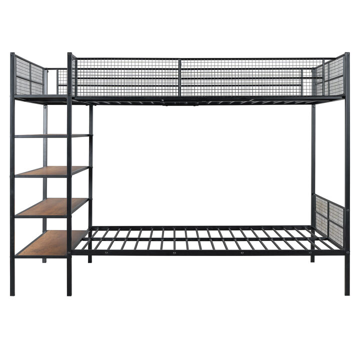 Merax Metal Bunk Bed with 5-Tier Shelves