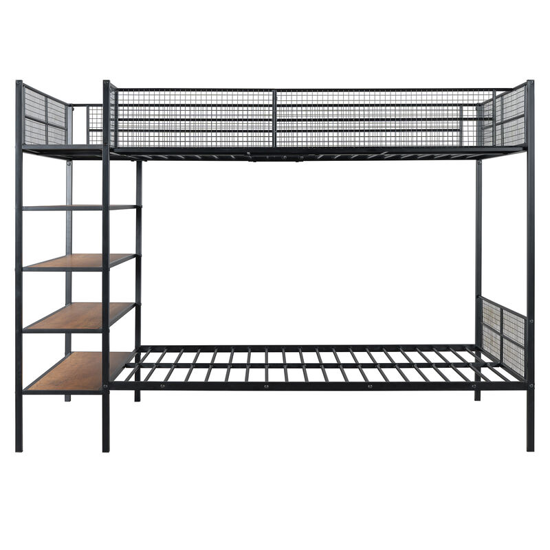 Merax Metal Bunk Bed with 5-Tier Shelves