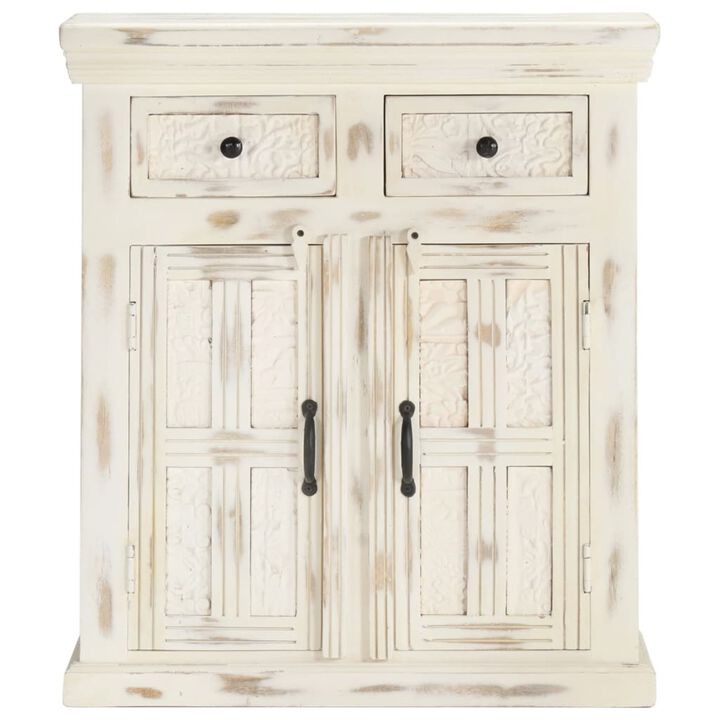 vidaXL Sideboard White 25.6"x11.8"x29.5" Solid Mango Wood
