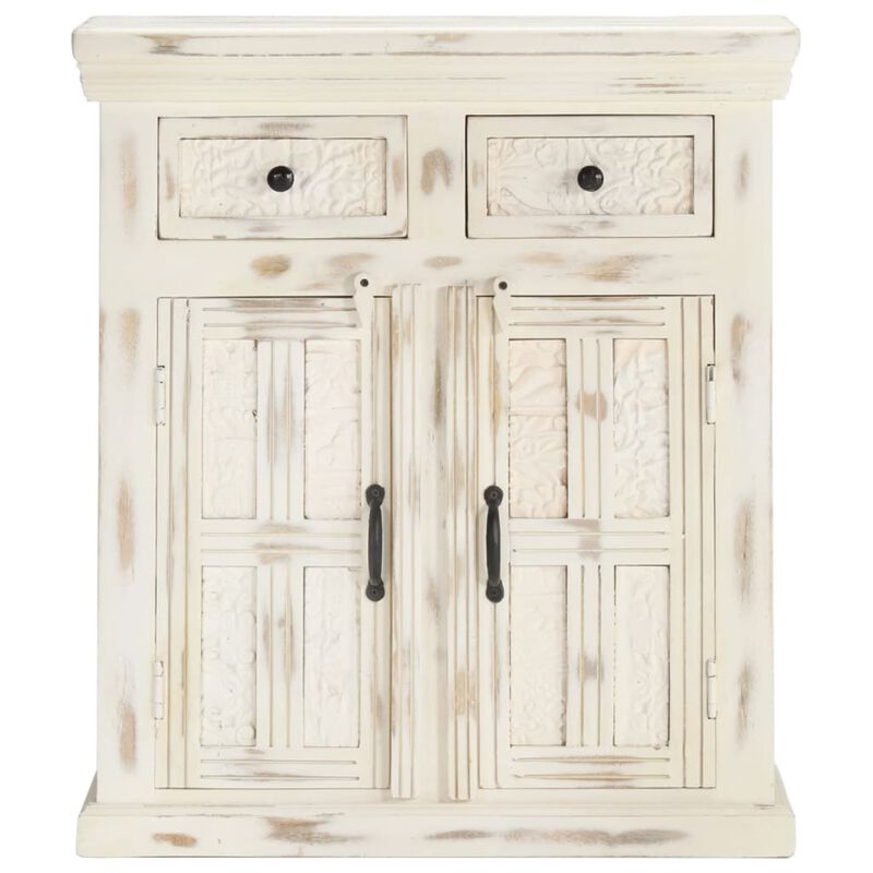 vidaXL Sideboard White 25.6"x11.8"x29.5" Solid Mango Wood