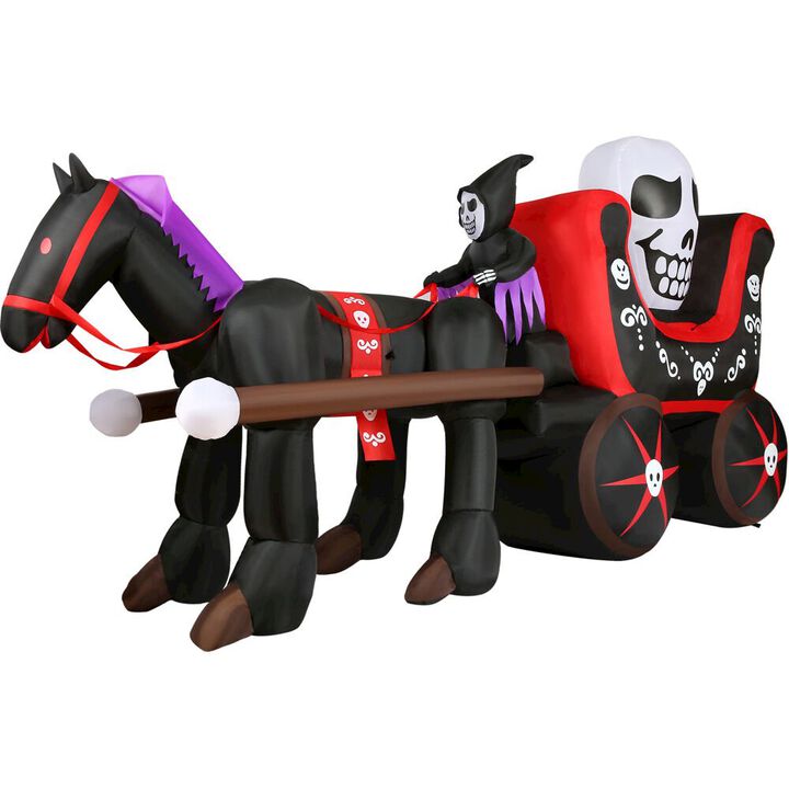 Haunted Hill Farm 6ft Inflatable Skull Carriage with Lights