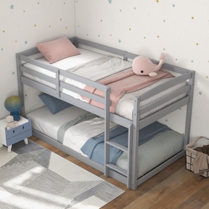 Hivvago Twin Size Bunk Bed with High Guardrails and Integrated Ladder