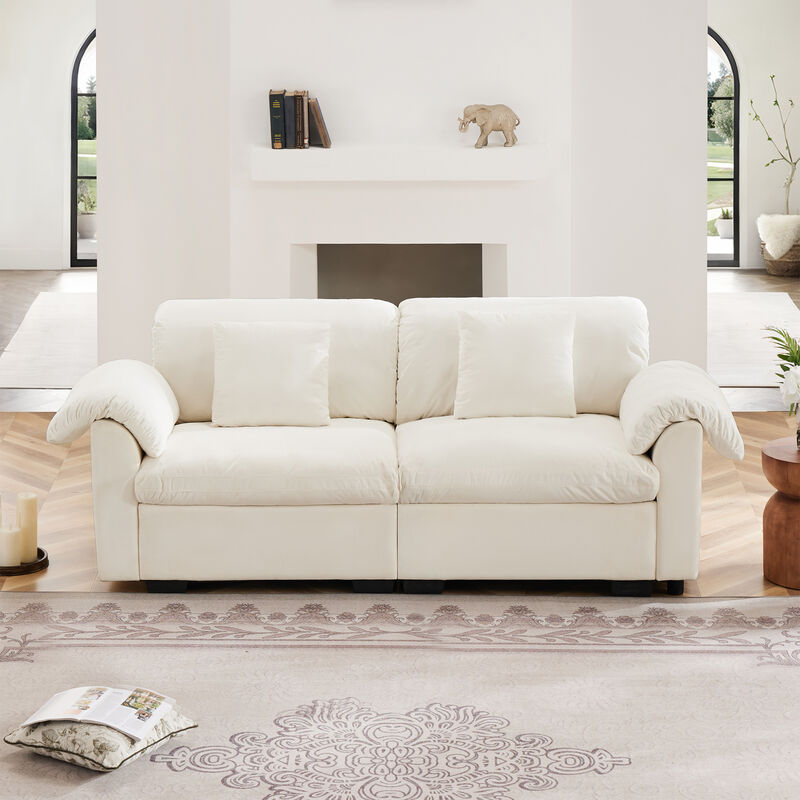 Merax Velvet Loveseat Sofa with Hidden Storage