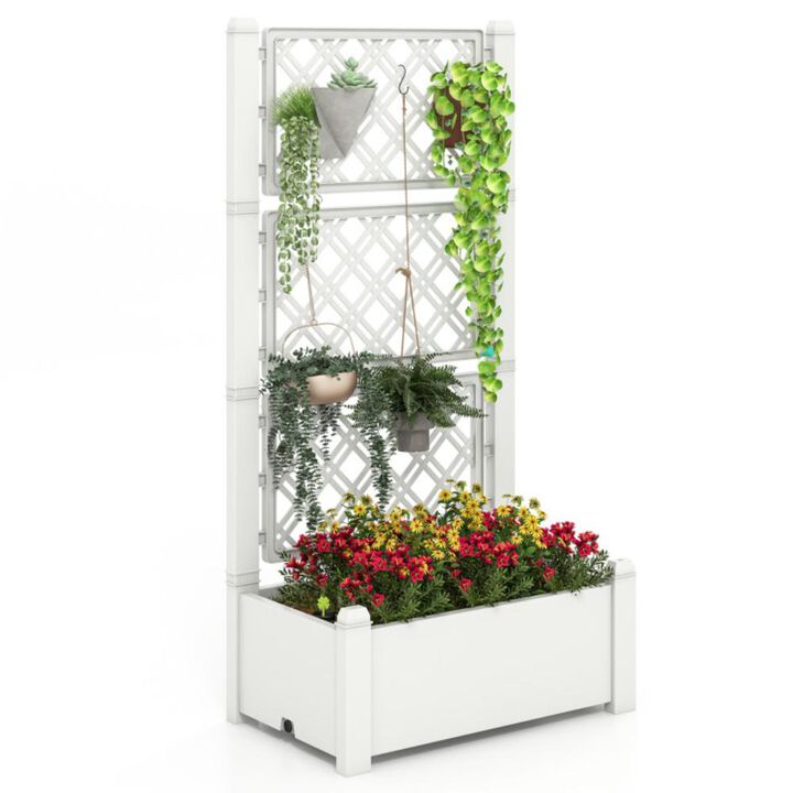 Hivvago Outdoor Planter Box Self-Watering Raised Garden Bed Trellis with Water Level Indicator
