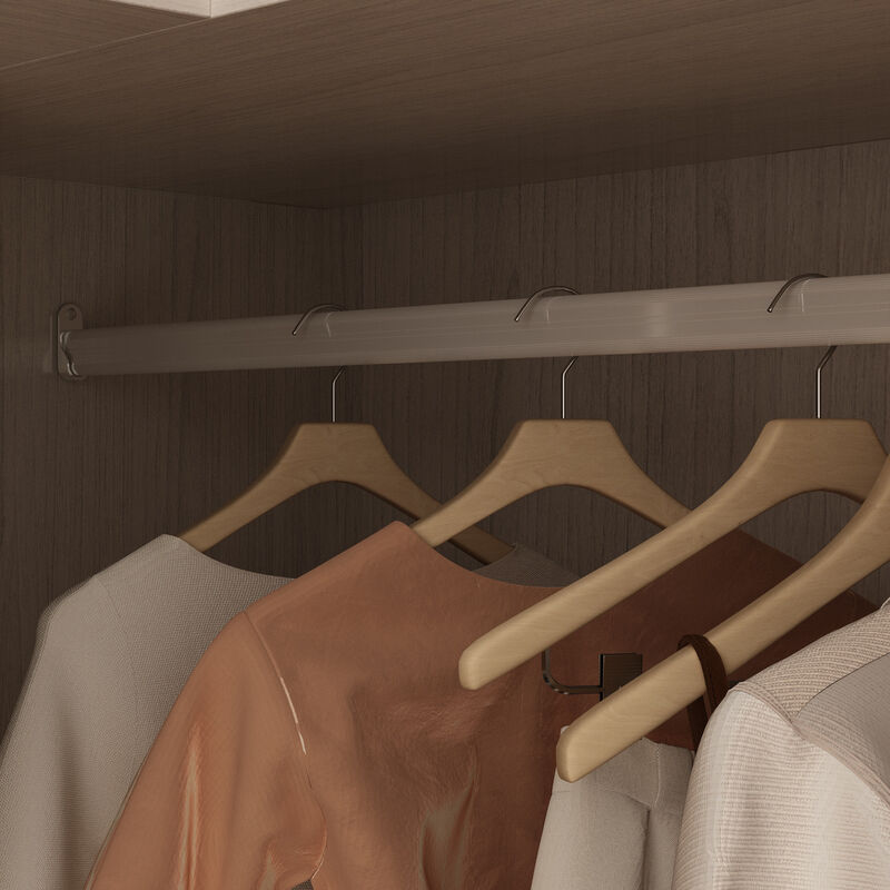 FUFU&GAGA Corner Wardrobe Closet with Frosted Glass Doors and Shelves for Bedroom (86.6" H x 35.4" W x 35.4" D) Brown