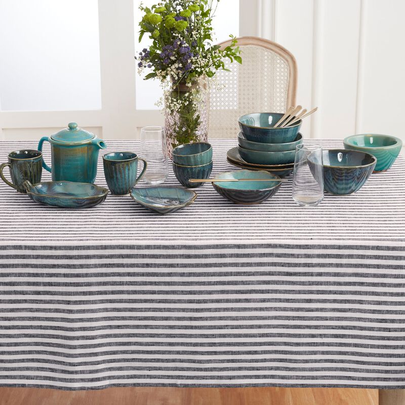 Solino Home 100% Pure Linen Tablecloth | Amalfi Stripe