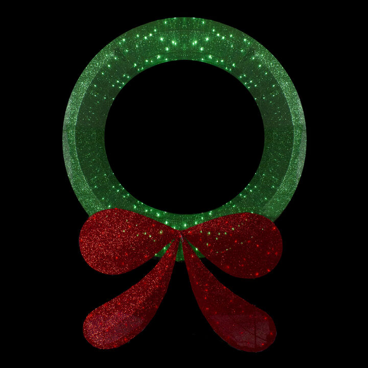48" Commercial-Sized Lighted Tinsel Christmas Wreath Outdoor Decoration