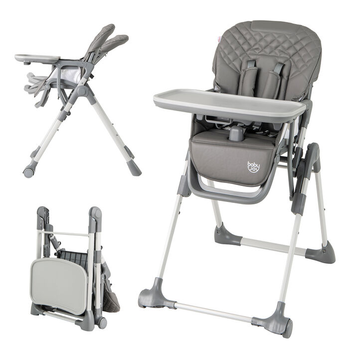 Foldable High Chair with Footrest and Detachable Tray for Convenient Feeding and Storage
