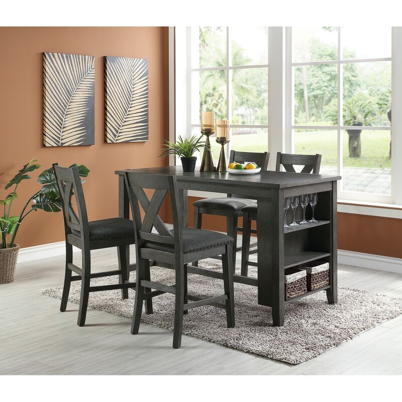 2 Modern Contemporary Dark Brown Counter Height Dining Chairs