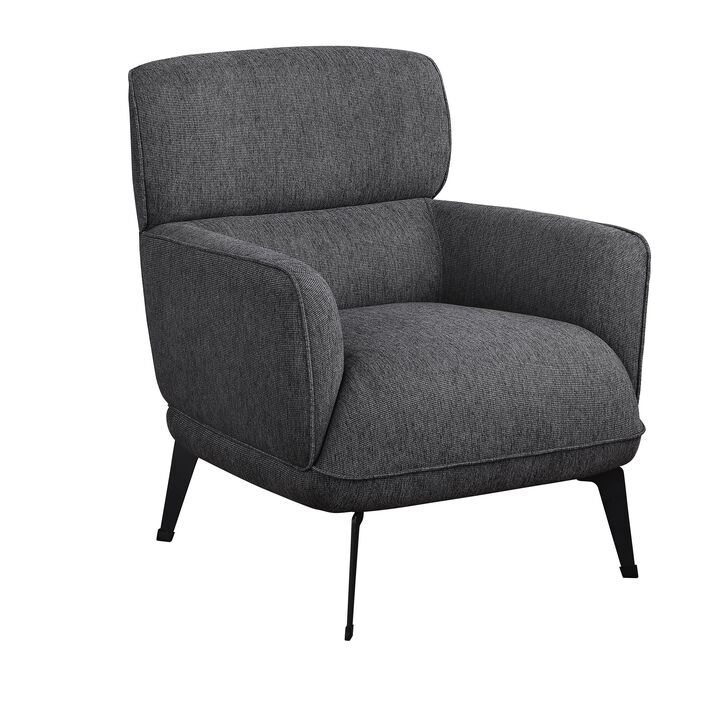 Dup 34 Inch Accent Chair, Cushioned Seat, Rounded Track Arms, Muted Gray - Benzara
