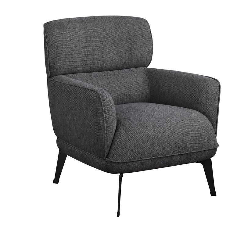 Dup 34 Inch Accent Chair, Cushioned Seat, Rounded Track Arms, Muted Gray - Benzara