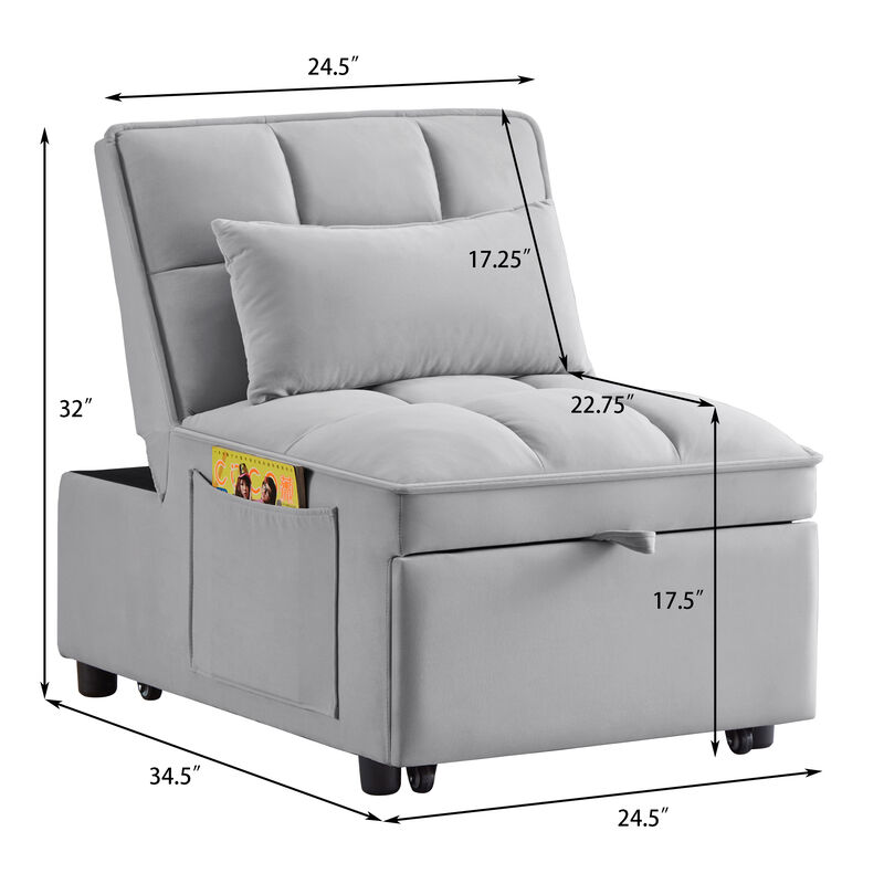 Merax Single Sofa Bed Futon with Storage Pockets