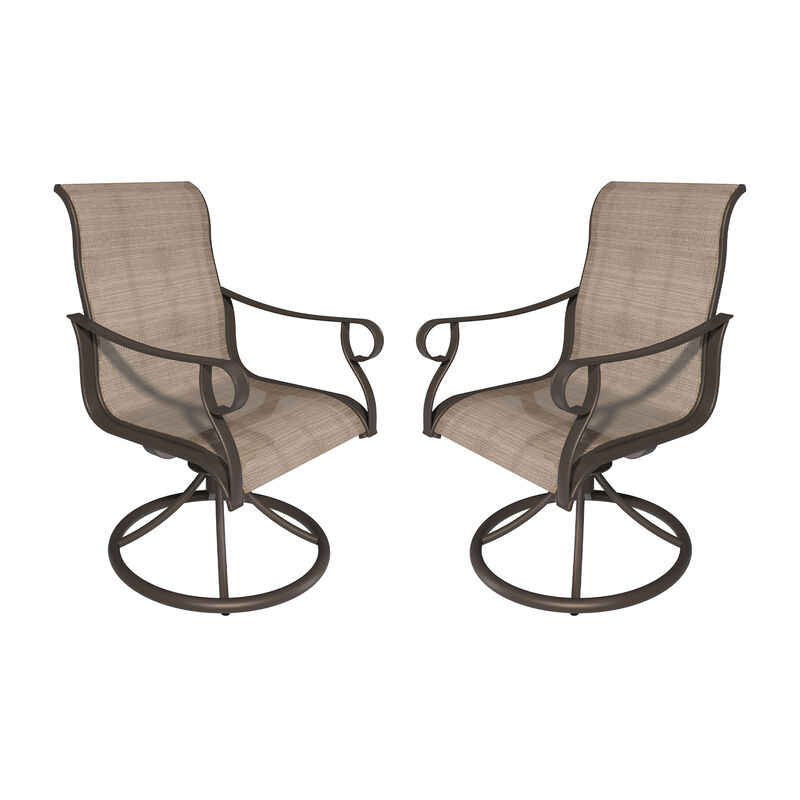MONDAWE 2Pcs Steel Textiliene Swivel Chairs 360-Degree Rotation Dining Chair