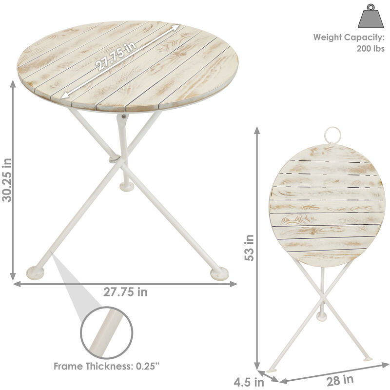 Sunnydaze 28 in French Country Chestnut Round Patio Bistro Dining Table