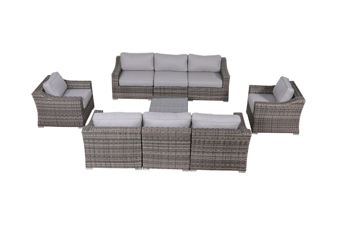 Living Source International Wicker Fully Assembled 8 - Person Seating Group with Cushions