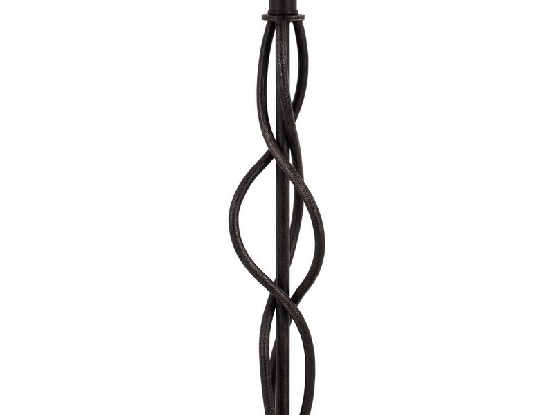 Round Fabric Shade Table Lamp, Metal Spiral Base, White, Textured Bronze-Benzara
