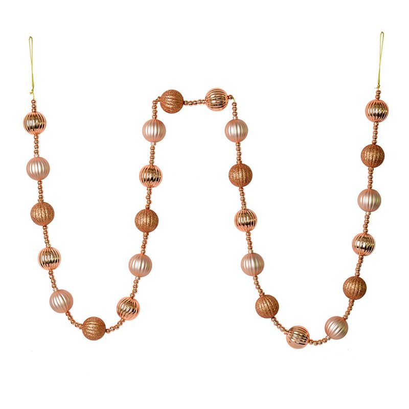Vickerman  6 ft. Rose Gold Stripe Ball Garland