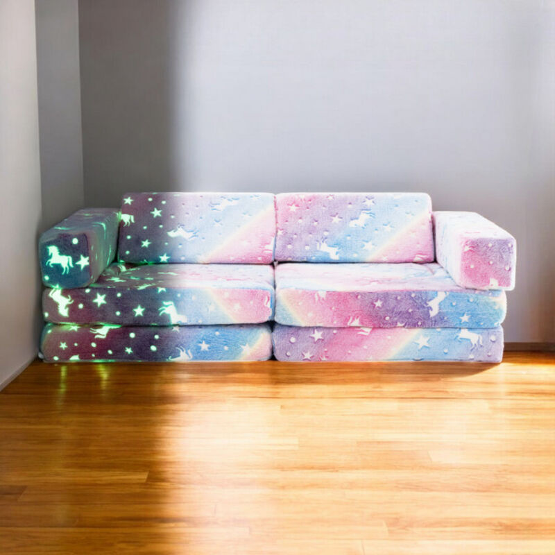 10 Pieces Modular Kids Play Couch Sectional Sofa Glow in the Dark