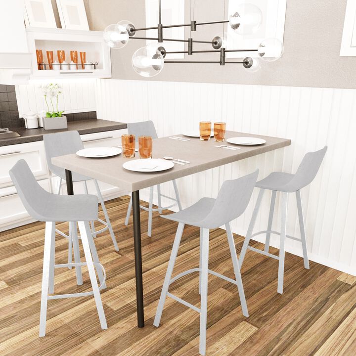 LeisureMod Elland Bar Stool – Modern White Base with Comfortable Padded Seat – Set of 2, Stylish and Durable