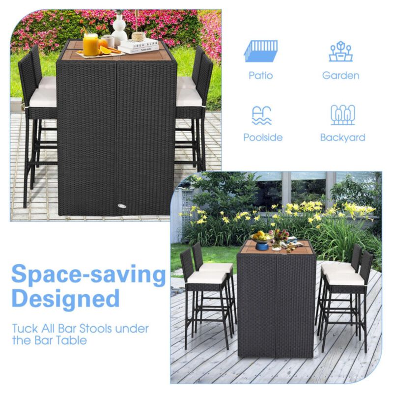 Hivvago 5 Pieces Patio Acacia Wood Dining Set