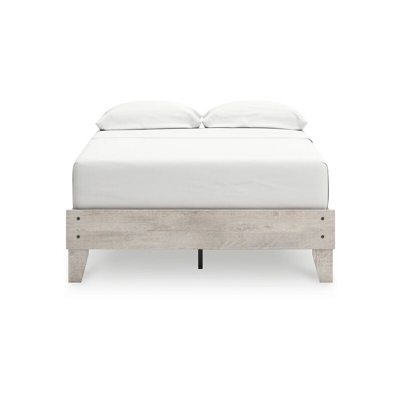 Shawn Full Size Minimalist Platform Bed, Light Gray Wood Frame - Benzara