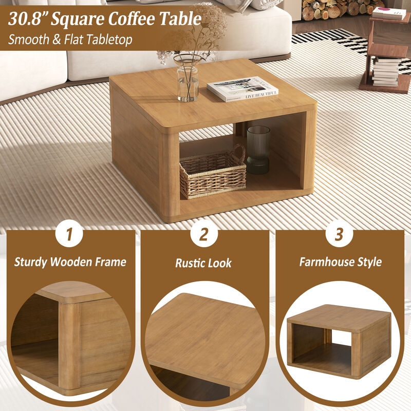 Merax Farmhouse Square Coffee Table for Living Room