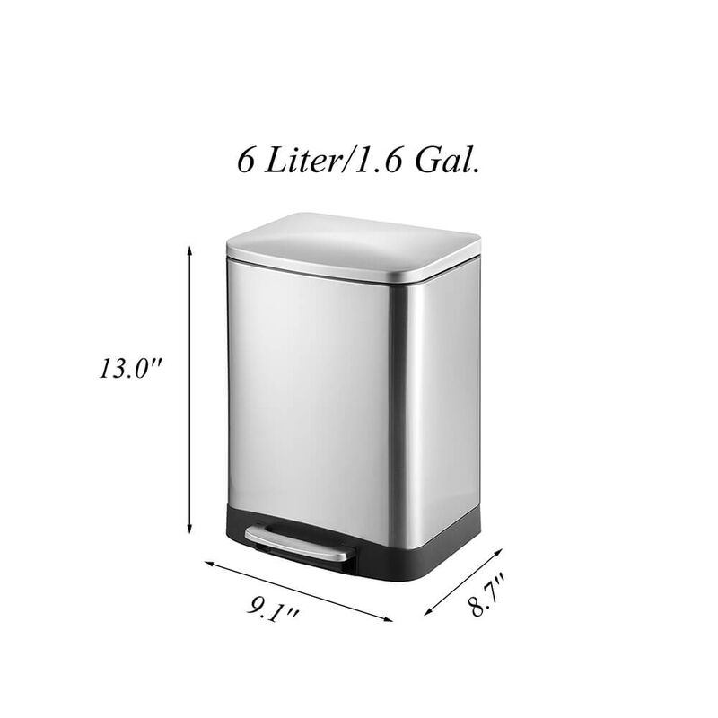 1.6 Gal./6 Liter Stainless Steel Trash Can