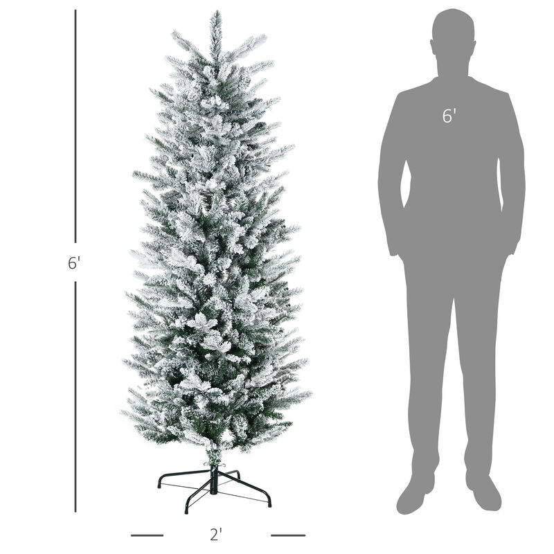 HOMCOM 6' Artificial Christmas Tree with Sonw Flocked, Auto Open