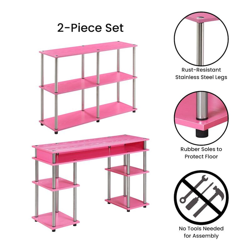 Convenience Concepts Designs2Go No Tools Desk and Console Table Set