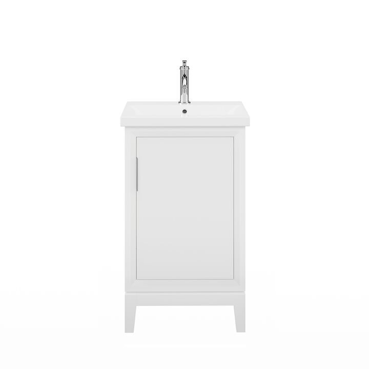 Elsa 20 In. Integrated Ceramic Sink Top Bath Vanity in Pure White